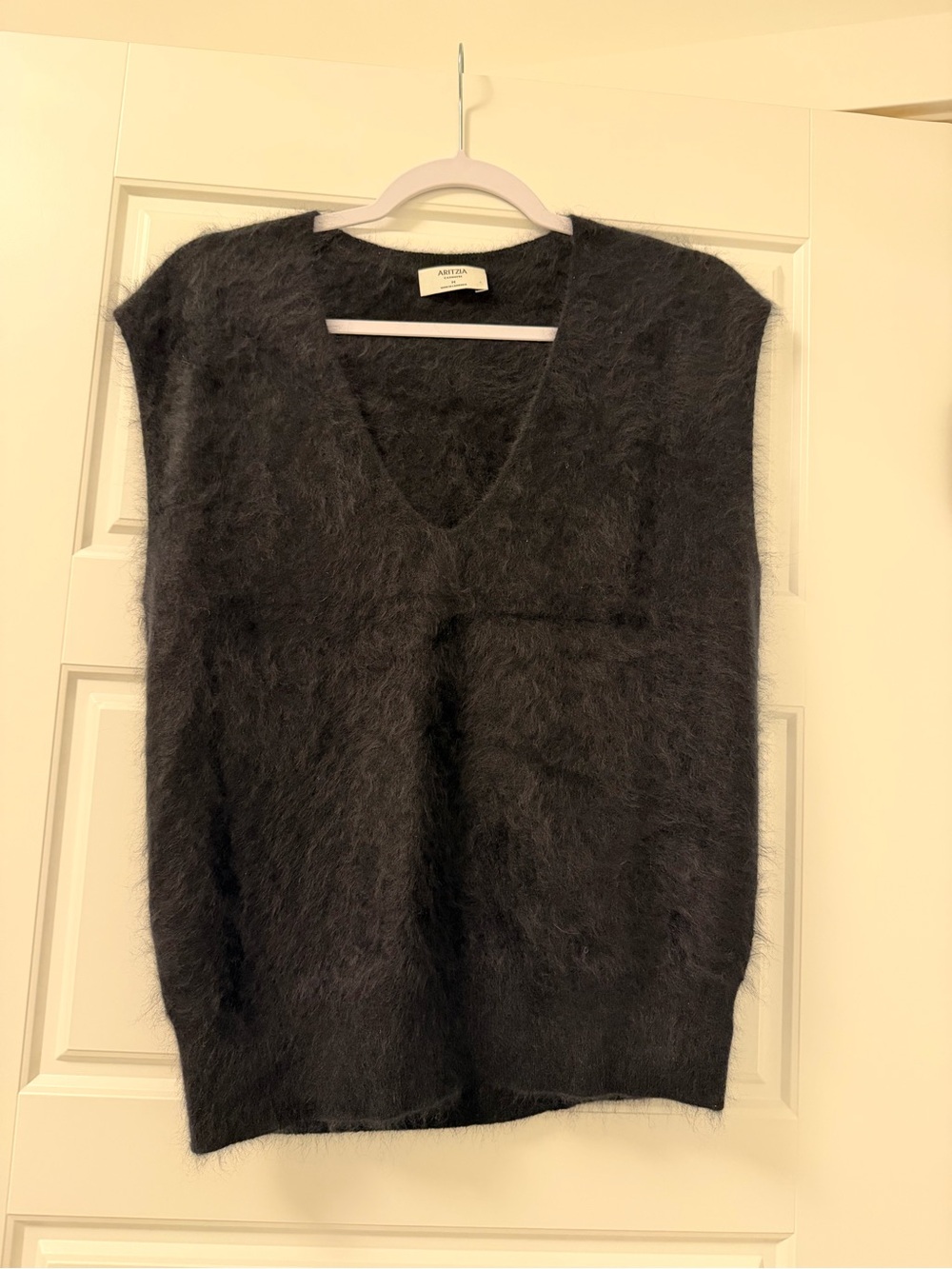 Aritzia Black Cashmere V-Neck Sweater Vest - Soft Mohair Texture